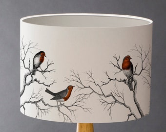 A Riot of Robins - Small  Drum Lampshade