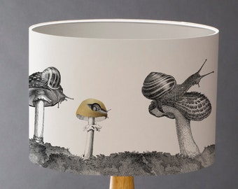 Snails And Mushroom Small Drum Lampshade