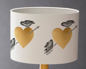 Lovebirds - Small  Drum Lampshade