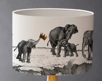 Elephants - Medium Drum Lampshade