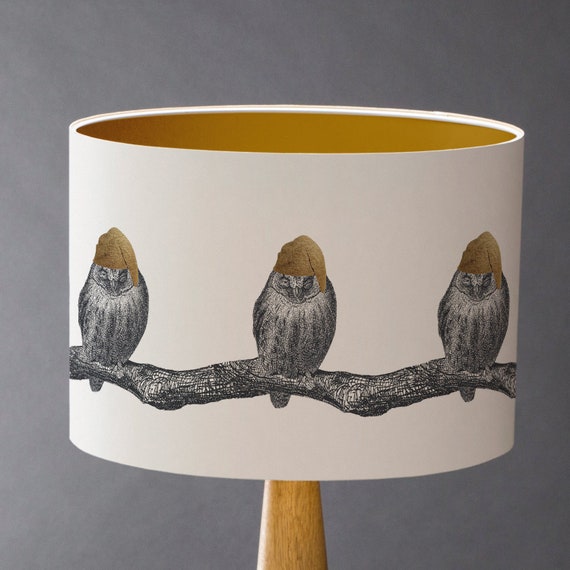 Nighty Night - Large Owls Drum Lampshade