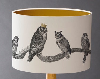 Parliament is in Session - Small  Owls Drum Lampshade