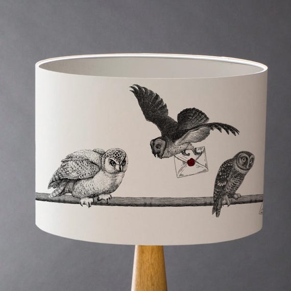Morning Delivery - Owls Large Drum Lampshade