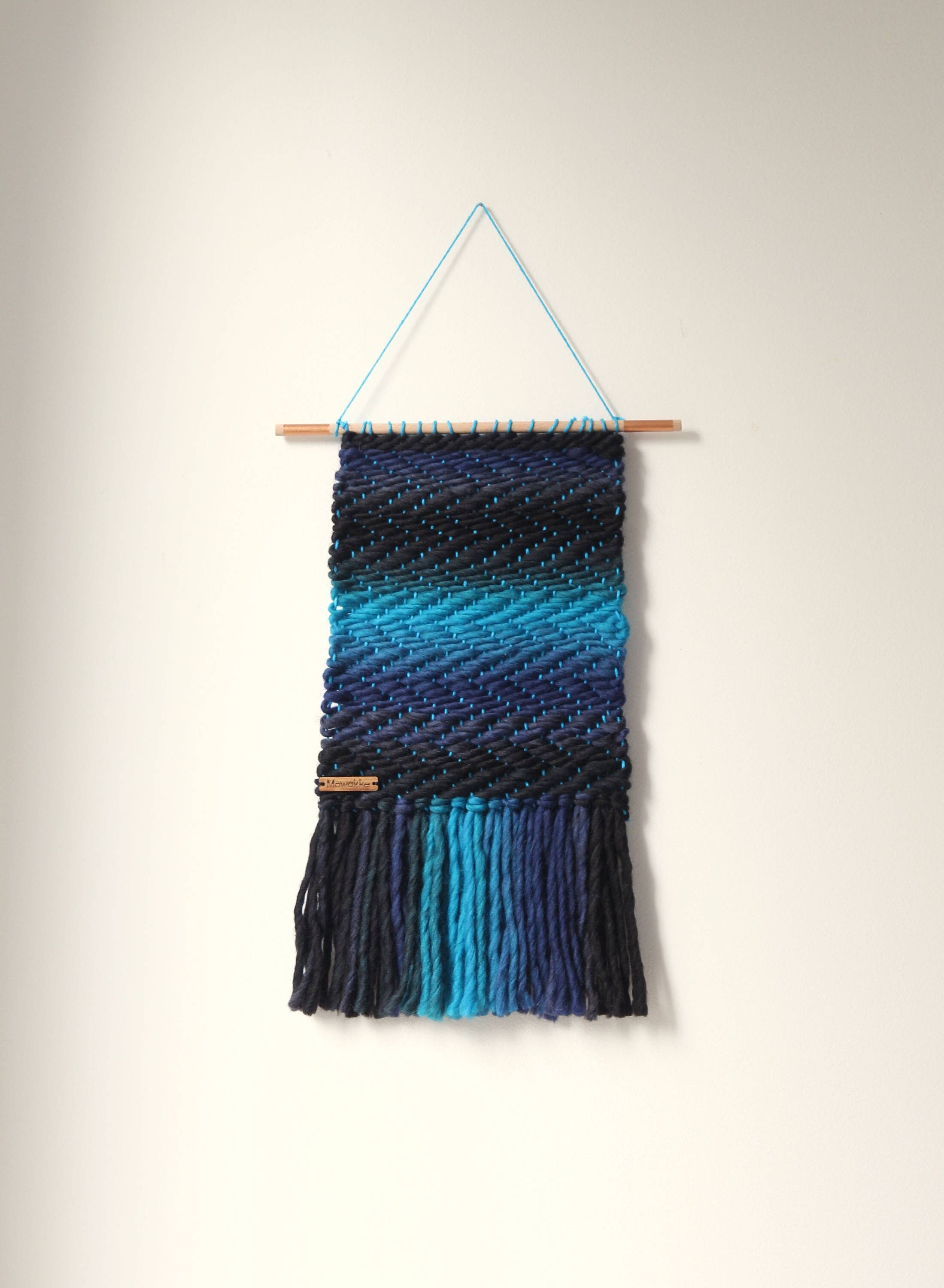 Tissage Mural | Wall Hanging/Tapisserie Moderne Tenture Décoration Murale - Vert, Bleu, Noir, Turquo