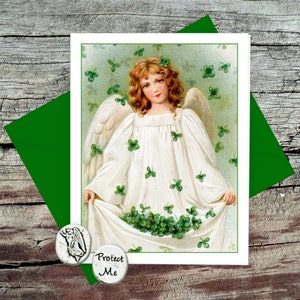 Irish Angel Token Card, Guardian Angel Pocket Token, Handmade Greeting Card with Verse