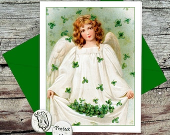Irish Angel Token Card, Guardian Angel Pocket Token, Handmade Greeting Card with Verse