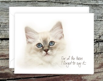 Mom I Love You Token Card, White Kitten Mother's Day Card, Anytime Card