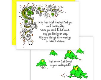 Frogs In Your Underpants Greeting Card, Irish Blessing