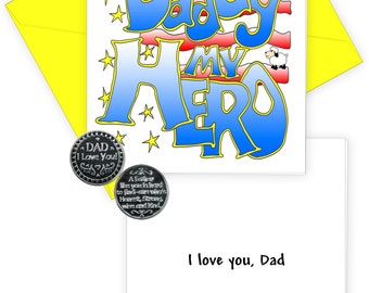 My Daddy My Hero Greeting Card, Dad I Love You Token, Father's Day Card, Anytime Card