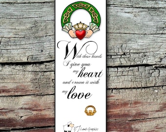 Claddagh Lapel Pin with Bookmark, Goldtone Clutchback Pin
