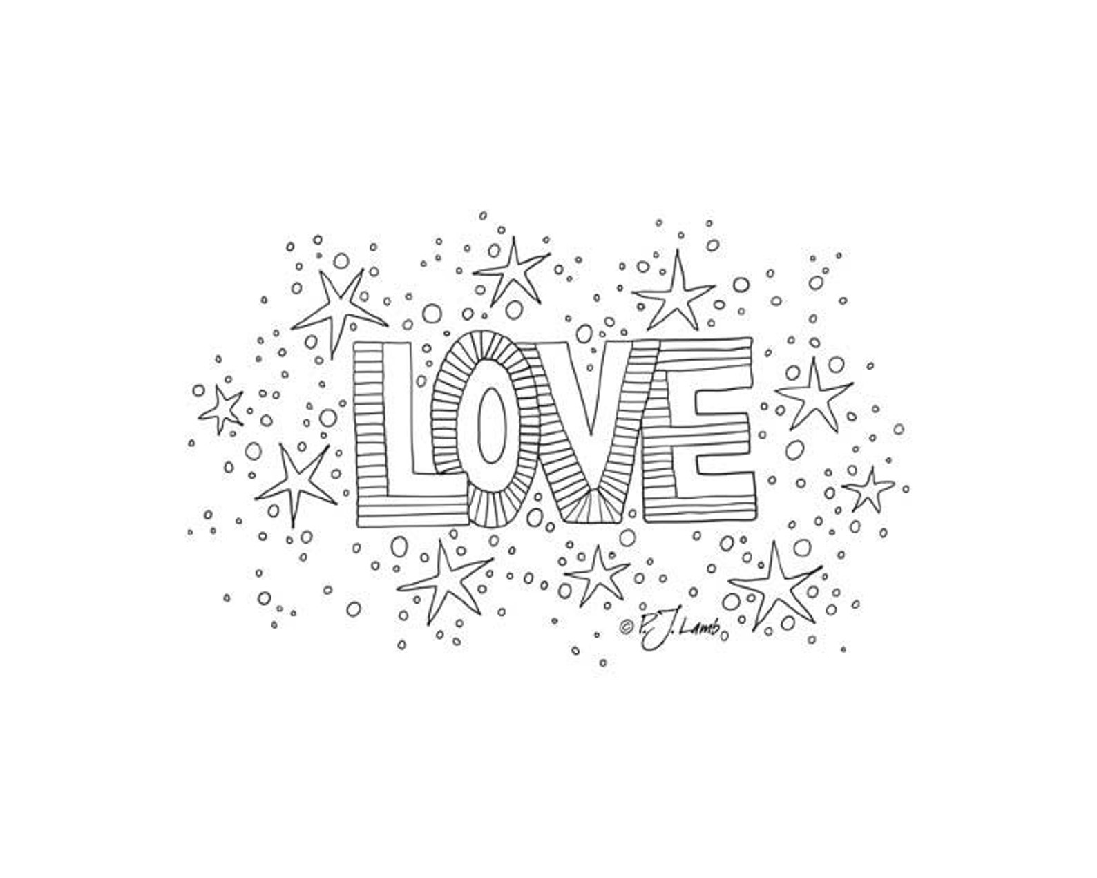 Love, Black and White Graphic Word Art Print, Reproduced From Original ...