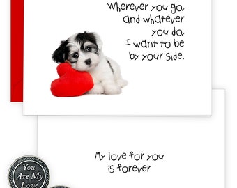 Puppy Love Token Card with Envelope, Wherever You Go, Optional Pewter Pocket Token