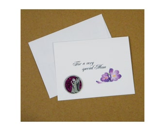 For A Very Special Mom, Handmade Greeting Card with Gift Token, Guardian Angel, Enameled Pewter Pocket Token