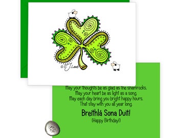 Shamrock Birthday Card with Shamrock Wishing Stone Gift Package