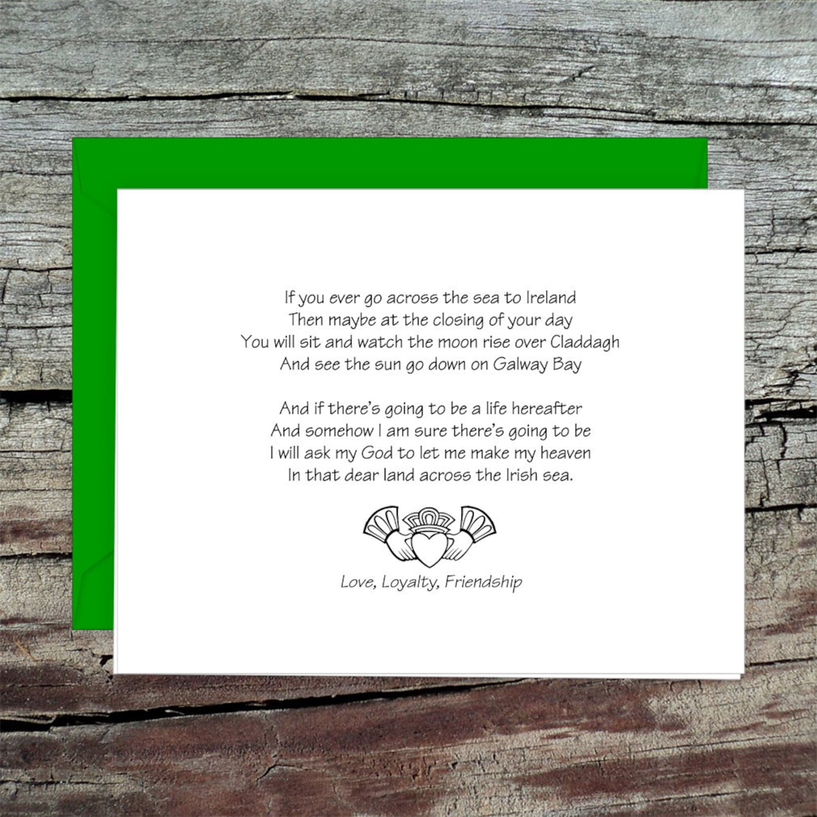 Claddagh Greeting Card With Gift Token, English or Irish Gaelic, Pewter ...
