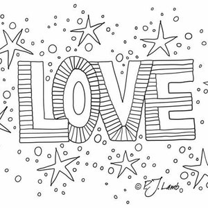 Love, Black and White Graphic Word Art Print, Reproduced From Original ...