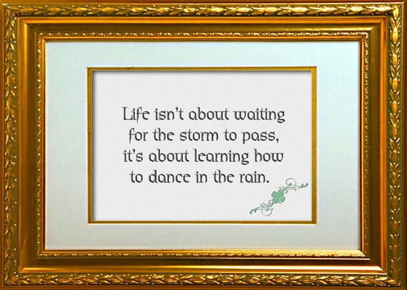 Dance In The Rain, Original Digital Art Composition Photo Print, Fancy Border, Shamrock, Irish Wisdom
