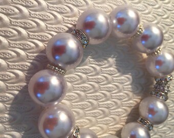 Large Pearl with Pave Balls Bracelet