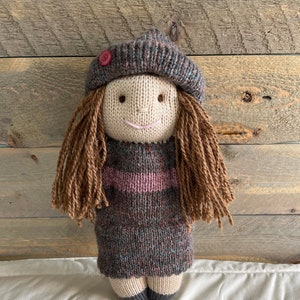 Comfort Doll Girl in a Skirt in Grey, Pink and Turquoise - Etsy