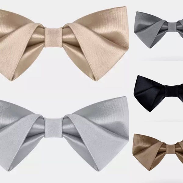 High quality solid colour handmade bow tie: Gold, Bronze, Silver, Gray & Black