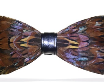 Real Brown Feathers Handmade Bowtie bow tie