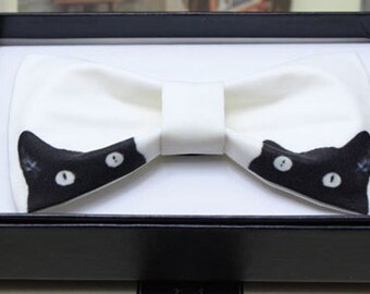 Designer's Handmade Black Cat Bowtie Bow tie