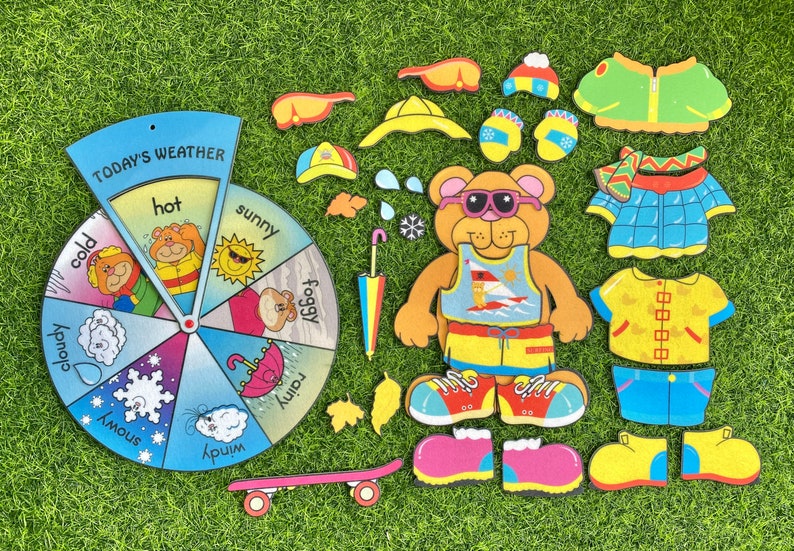 The weather bear felt board set with weather wheel image 1