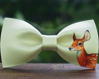 Handmade Sika Deer Yellow Bowtie Tie