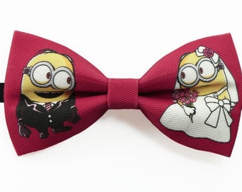 Boda hecha a mano Minion Minions Bowtie Pajarita Corbata (Rojo o Azul)