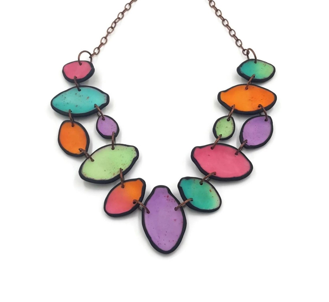 Leaf Necklace Polymer Clay Leaf Jewelry Leaf Pendant Etsy