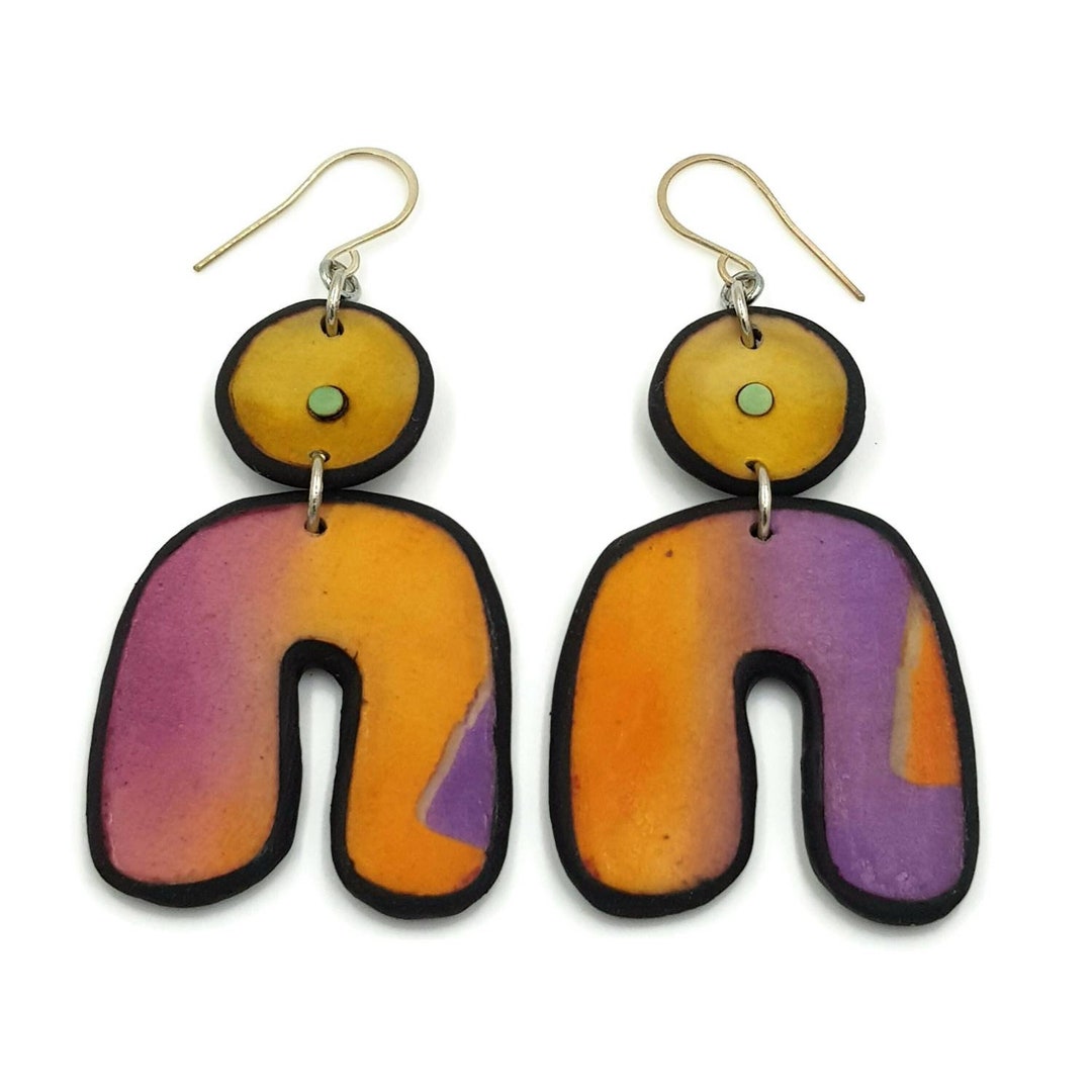 Polymer Clay Earth Tones Earrings Silver Polymer Clay Etsy