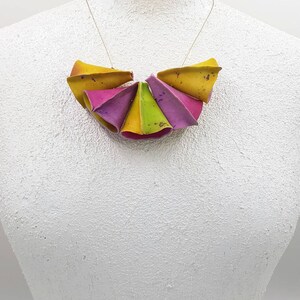 Watercolor Bib Necklace Handmade from Clay & Painted
