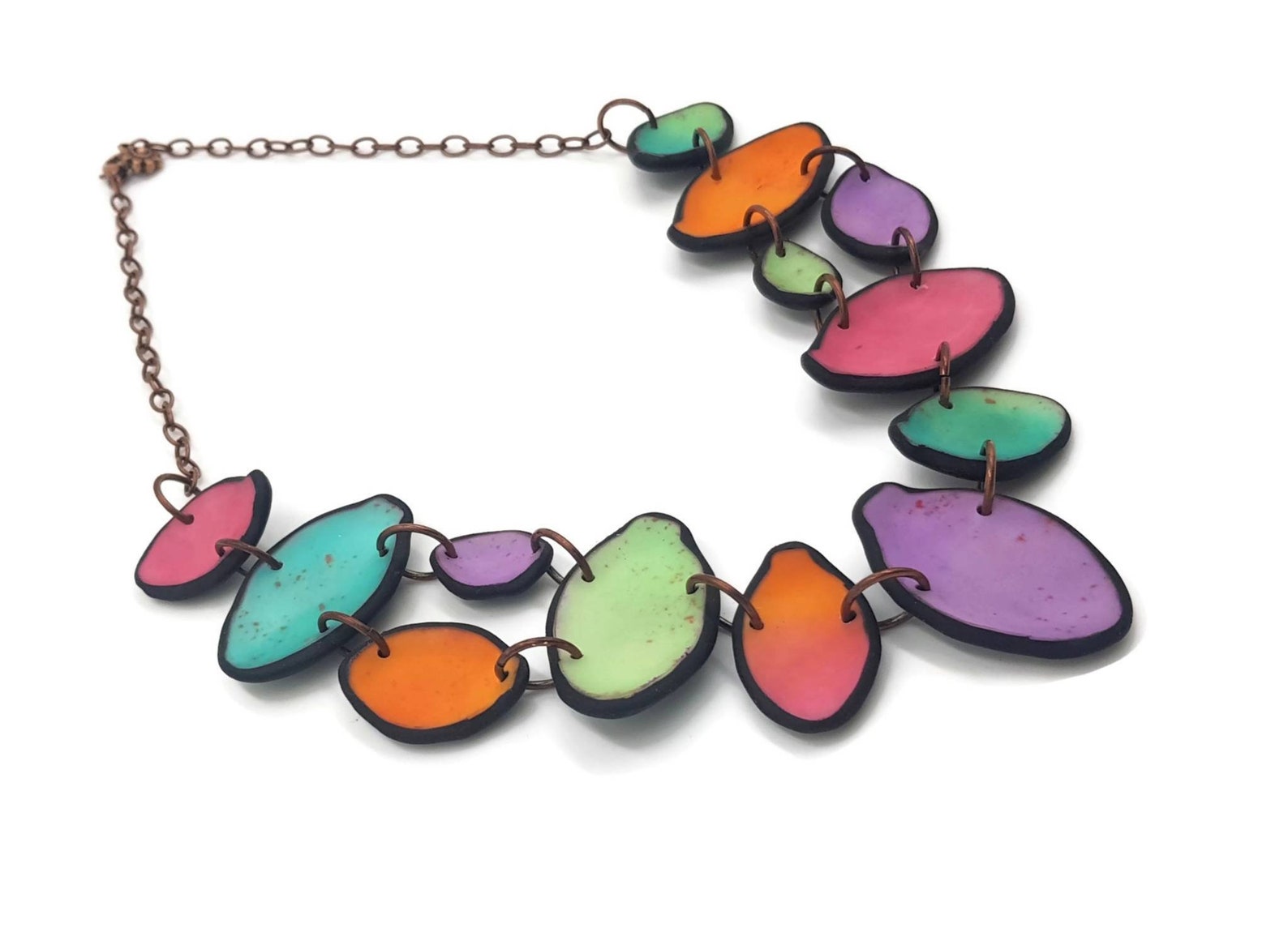 Leaf Necklace Polymer Clay Leaf Jewelry Leaf Pendant Etsy