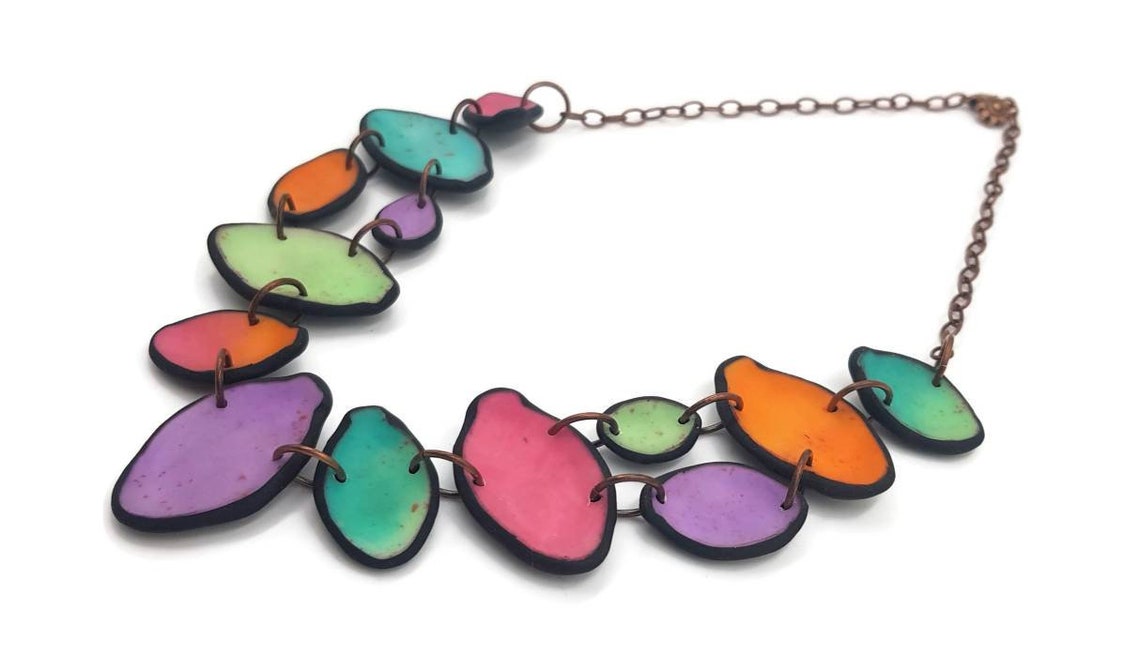 Leaf Necklace Polymer Clay Leaf Jewelry Leaf Pendant Etsy