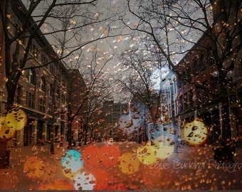 Pioneer Square with Raindrops - Double Exposure