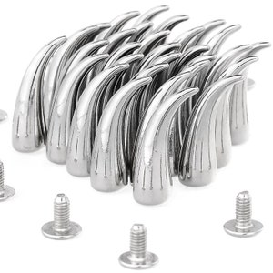 Silver 21mm Cat Claw Spikes // Metal Large Spikes and Studs, Screwback Big Claw Spike for Leathercraft w/ Screws, Wholesale Leather Findings