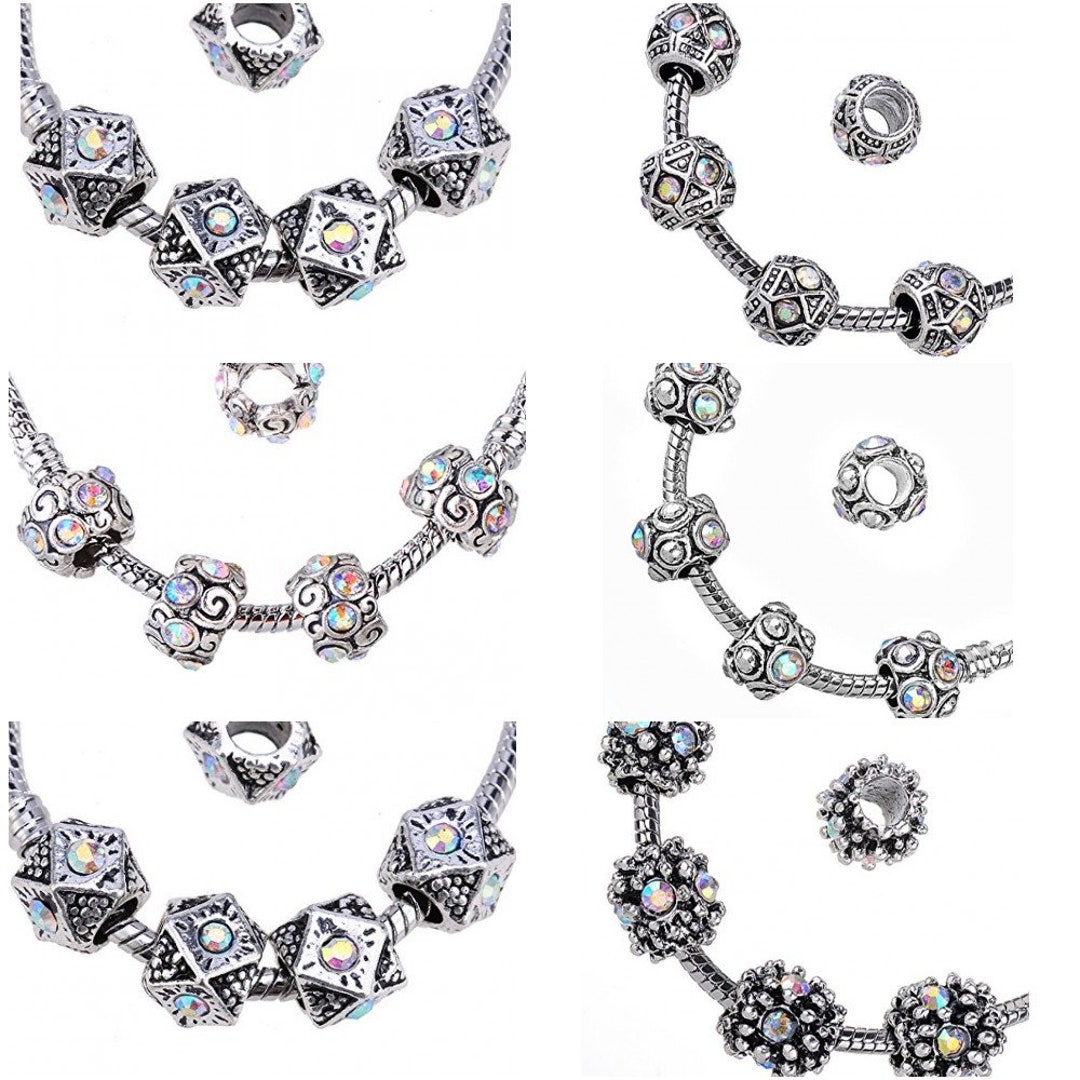RUBYCA Big Hole Large Czech Crystal Charm Beads Fit European Charm Bracelet (20pcs, Yellow, 15mm