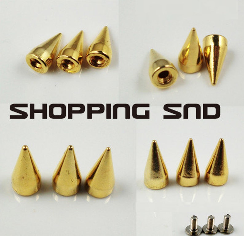 13mm 100pcs Gold Studs and Spikes for Leather Clothing Cone Etsy