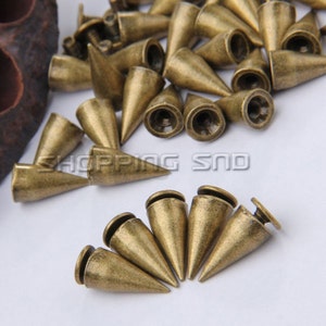 14mm Bronze Cone Spike Studs, Metal Screwback Spikes for Leathercraft with Screws, Wholesale Leather Findings 1/10/30/50/100/500/1000pcs