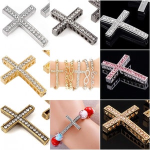 Crystal Pave Cross Sideways Connector for Bracelet, Cross Links for Bracelet, Macrame Bracelet Connector, Shamballa Bracelet Connector