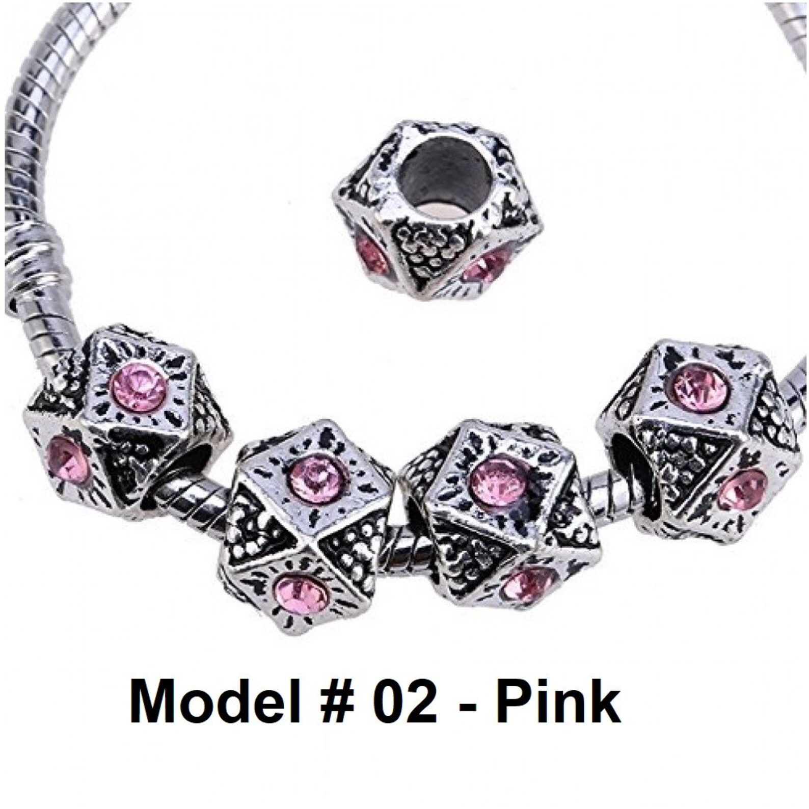Pink Crystal Charms Silver Charms for Bracelets Purple Charm Etsy