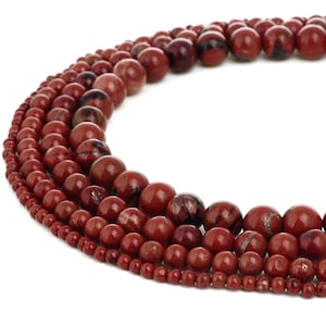 Natural Red Jasper Gemstone Loose Beads / Red Round Gem Stone Beads / Red Stonebeads 1 Strand 4mm 6mm 8mm 10mm for DIY Jewelry Making