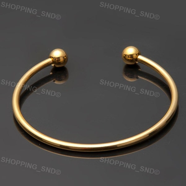 Gold Bangle Bracelet Screw Ball Cuff Fit Charm Beads Jewelry Making free shipping worldwide  #BRC-BANGLE-G