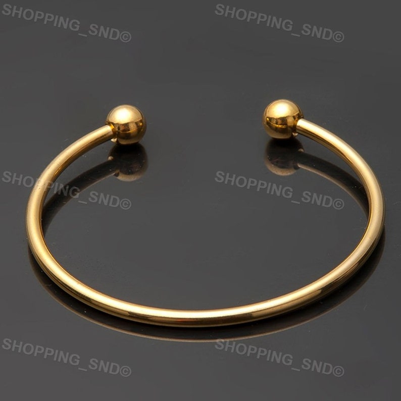 Gold Bangle Bracelet Screw Ball Cuff Fit Charm Beads Jewelry Etsy
