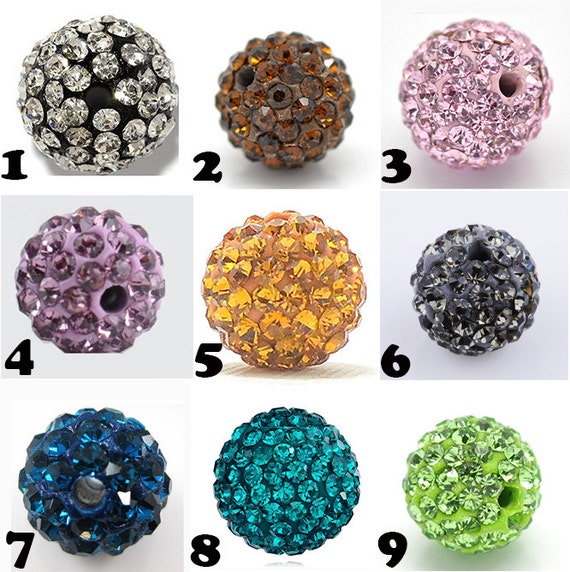UK NEW 10MM CRYSTAL CLAY BEADS SHAMBALLA STYLE PENDENTS CHOICE OF DESIGN 