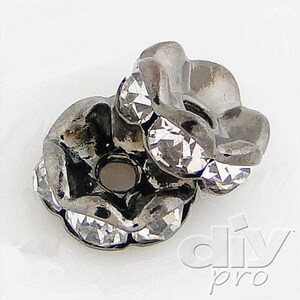 Separador ondulado Rondelle perlas de cristal blanco GunMetal 100pcs Rhinestone de cristal checo Premium calidad! Envío gratis por DIYpro