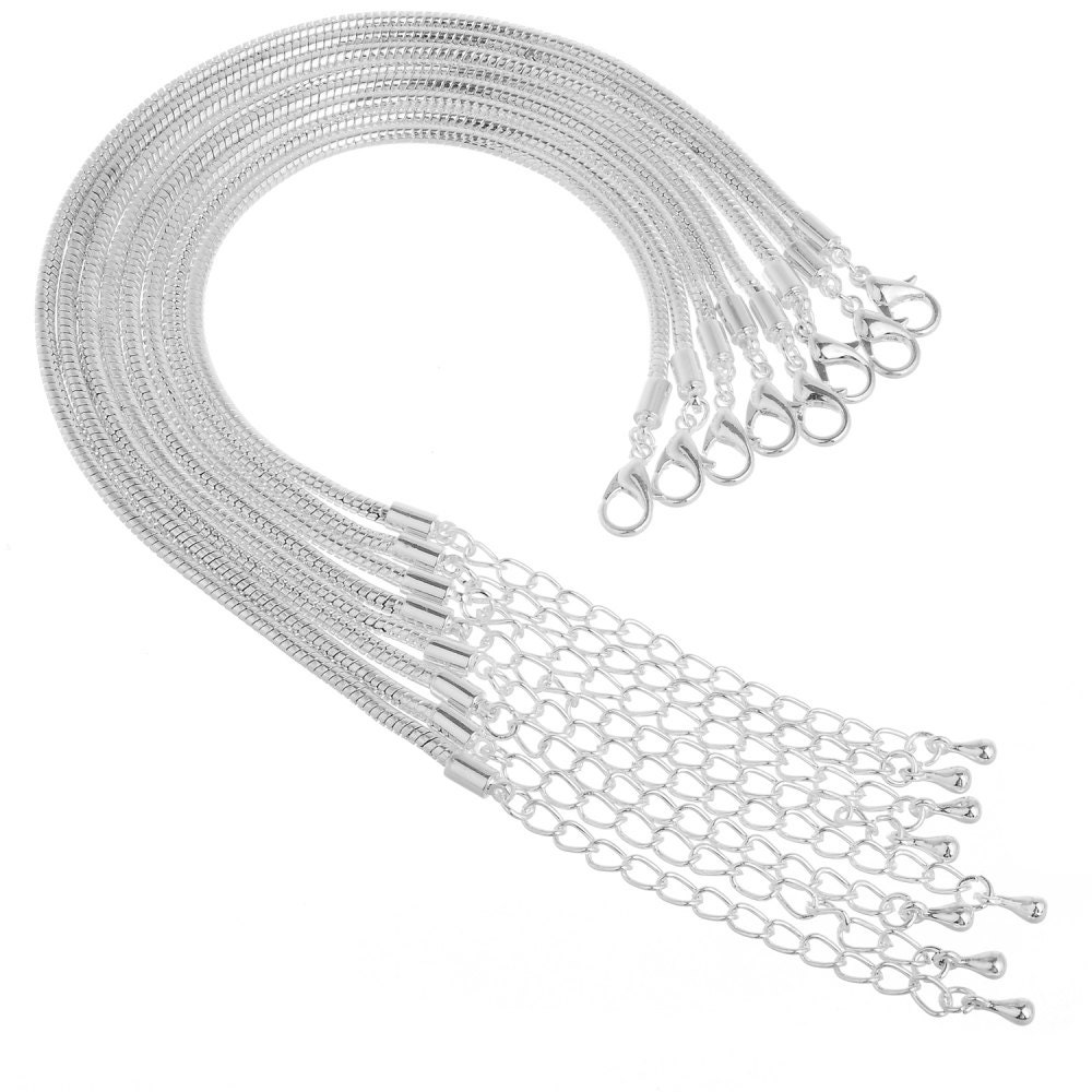 White Silver Plated European Charm Bracelet Snake Chain - Etsy