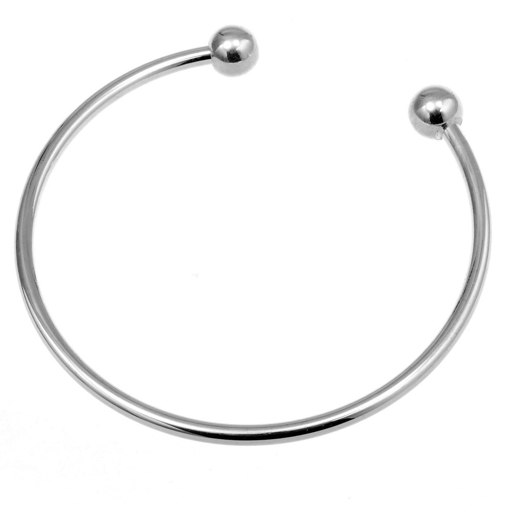 Silver Bangle Bracelet Screw Ball Cuff Fit Charm Beads Jewelry - Etsy