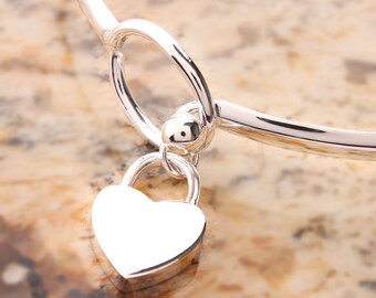 Charming Peach Heart Bangle Bracelet 625 Silver Charm