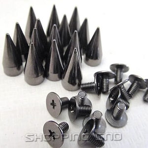 14 mm Kegel-Schraubnieten mit Schrauben, Gunmetal-Schwarz, Lederzubehör für Lederarbeiten (Großhandel), 100/500/1000 Stück
